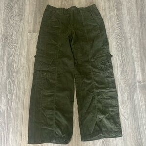 Angel Kiss Green Cargo Pants Relaxed Fit Cotton Blend